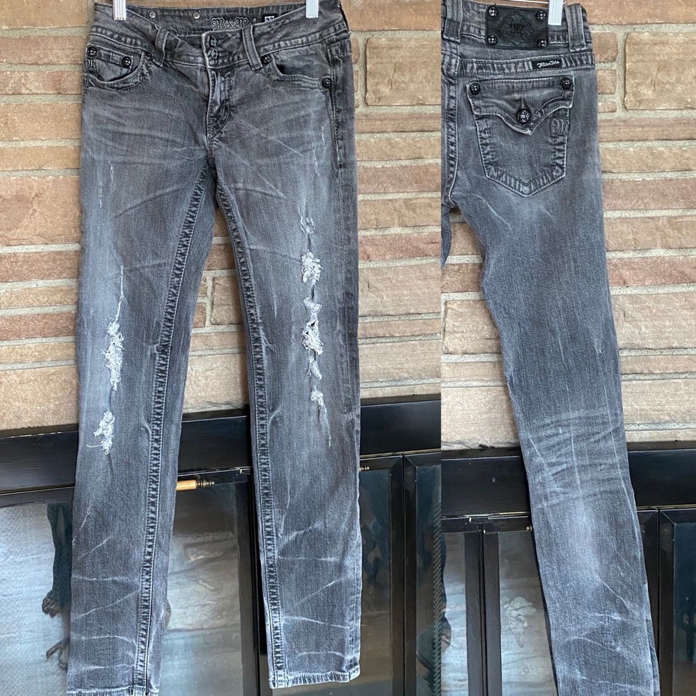 Miss Me Black Distressed Acid Wash Skinny Jeans